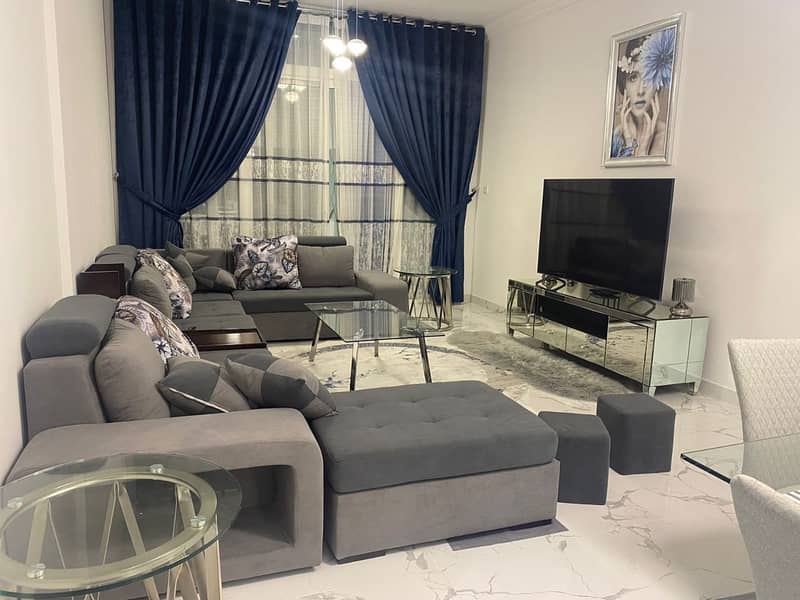 For rent in Ajman Al Rashidiya Luxurious apartment in Oasis Tower Two rooms and a large hall