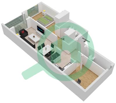 المخططات الطابقية لتصميم النموذج / الوحدة D-12 شقة 1 غرفة نوم - مرتفعات جولدكريست للأعمال