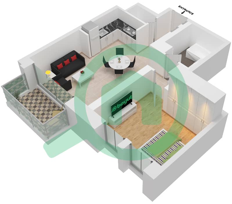 المخططات الطابقية لتصميم الوحدة 6 LEVEL-2-22 شقة 1 غرفة نوم - كريك كريسنت Level-2-22 interactive3D