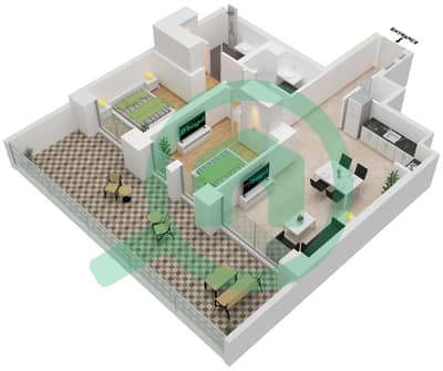 Крик Крескент - Апартамент 2 Cпальни планировка Единица измерения 1-LEVEL B2
