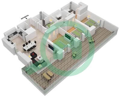 溪谷新月公寓小区 - 3 卧室公寓单位2-LEVEL B2戶型图