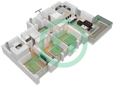 Крик Крескент - Апартамент 3 Cпальни планировка Единица измерения 9-LEVEL 2-22