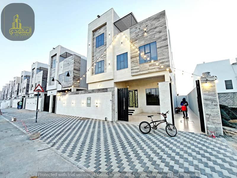 For sale, including registration fees, at a snapshot price, without down payment, a villa near the mosque, one of the most luxurious villas in Ajman,