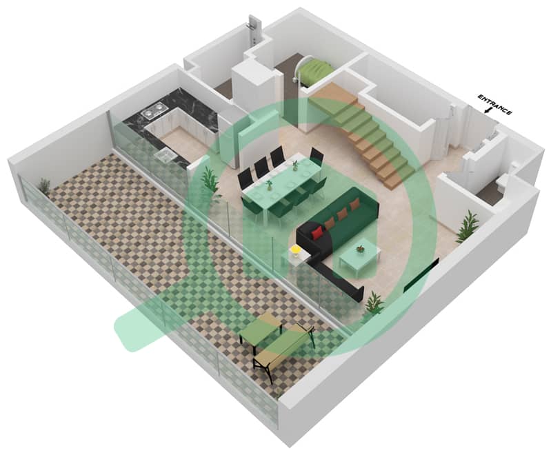 Creek Crescent - 3 Bedroom Townhouse Unit 5-B1,B2 Floor plan B1,B2 interactive3D