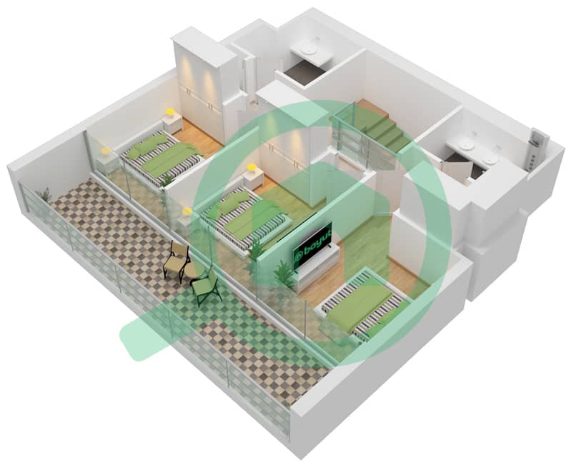 Creek Crescent - 3 Bedroom Townhouse Unit 6-B1,B2 Floor plan B1,B2 interactive3D