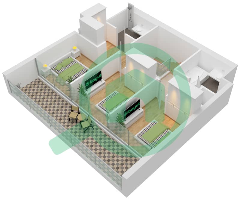 Creek Crescent - 3 Bedroom Townhouse Unit 7-B1,B2 Floor plan B1,B2 interactive3D