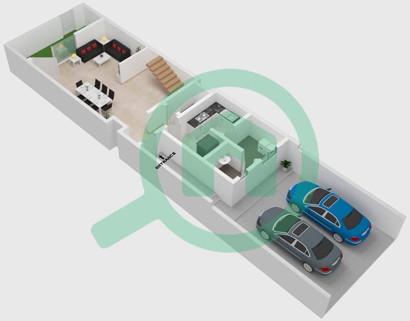 المخططات الطابقية لتصميم النموذج S فیلا 4 غرف نوم - سيزونز كوميونيتي Ground Floor interactive3D