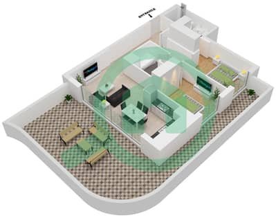 المخططات الطابقية لتصميم النموذج / الوحدة 2-5 شقة 2 غرفة نوم - العنوان بيتش جيت ذا باي