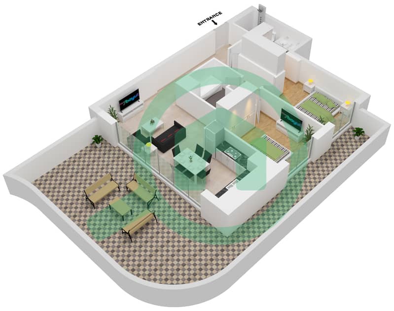 Бичгейт от Адресс - Апартамент 2 Cпальни планировка Тип/мера 2-5 interactive3D
