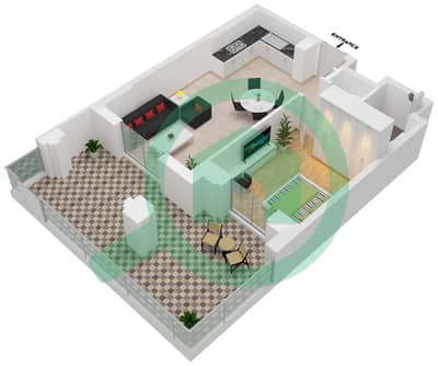 المخططات الطابقية لتصميم النموذج / الوحدة A1-G01 شقة 1 غرفة نوم - بناية الجازي 1
