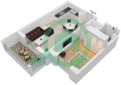 المخططات الطابقية لتصميم النموذج / الوحدة A1-601,701,801 شقة 1 غرفة نوم - بناية الجازي 1