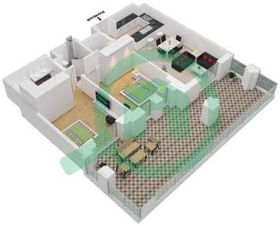 المخططات الطابقية لتصميم النموذج / الوحدة A1-G06 شقة 2 غرفة نوم - بناية الجازي 1