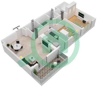المخططات الطابقية لتصميم النموذج B شقة 2 غرفة نوم - دانيا 4
