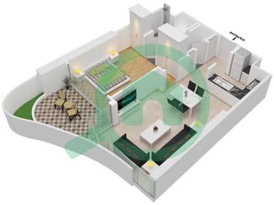 Safa One by De Grisogono - 1 Bed Apartments Type 1B Floor plan
