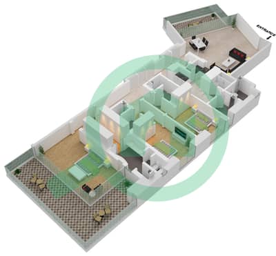 FIVE Palm Jumeirah - 3 Bedroom Apartment Type C Floor plan