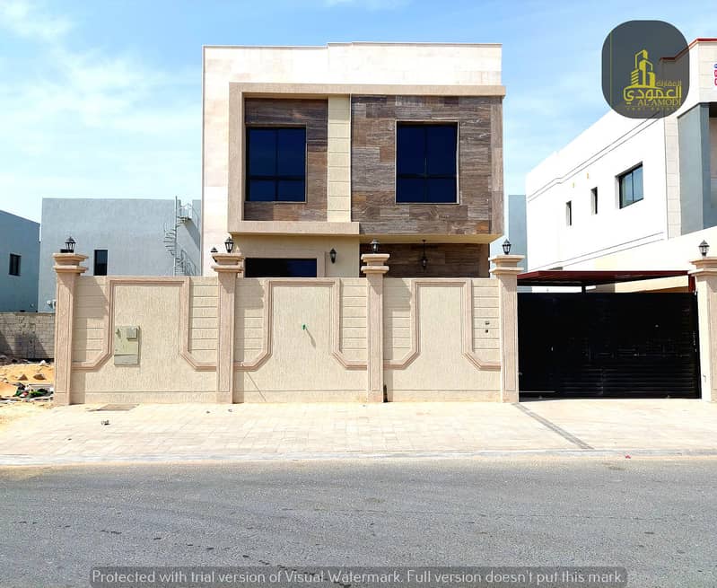At a snapshot price and without down payment, a villa near the mosque, one of the most luxurious villas in Ajman, with super deluxe finishes, and a pe