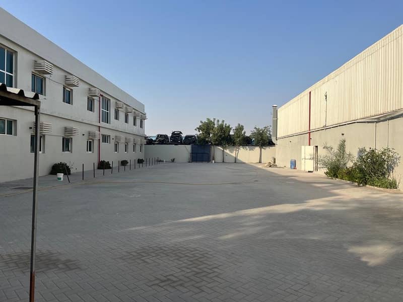 COMMERCIAL BUILDING FOR RENT WITH WAREHOUSE, LABOR CAMP AND OFFICES AVAILABLE IN SAJAA AREA