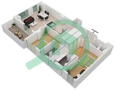 Нейборхуд - Апартамент 2 Cпальни планировка Единица измерения 3
