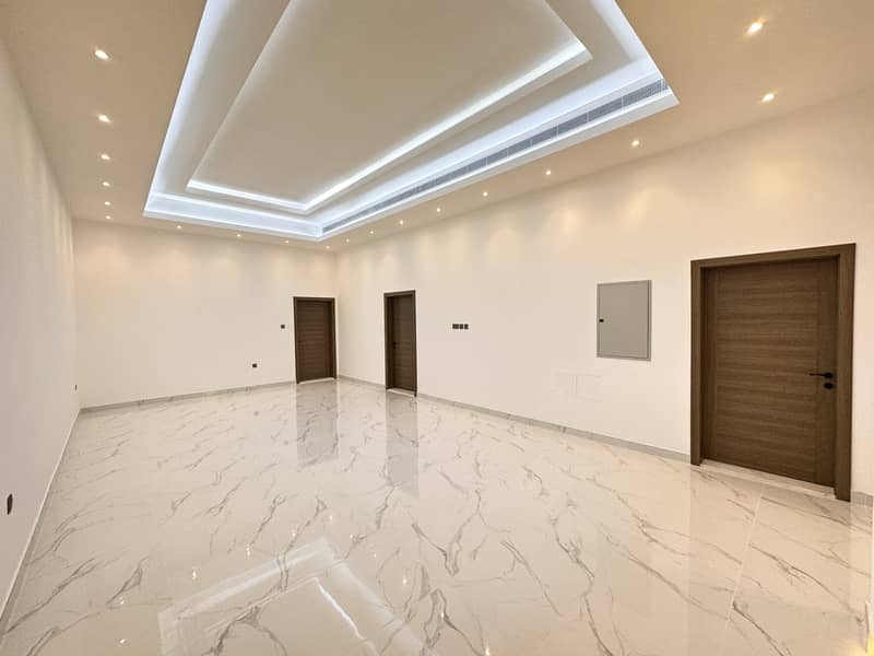 Brand new villa for rent in al warqaa ( 5bed room + hall + majlas + parking + maid room )