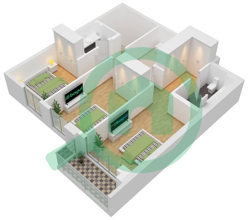 المخططات الطابقية لتصميم الوحدة G01 فیلا 4 غرف نوم - مارينا فيستا interactive3D