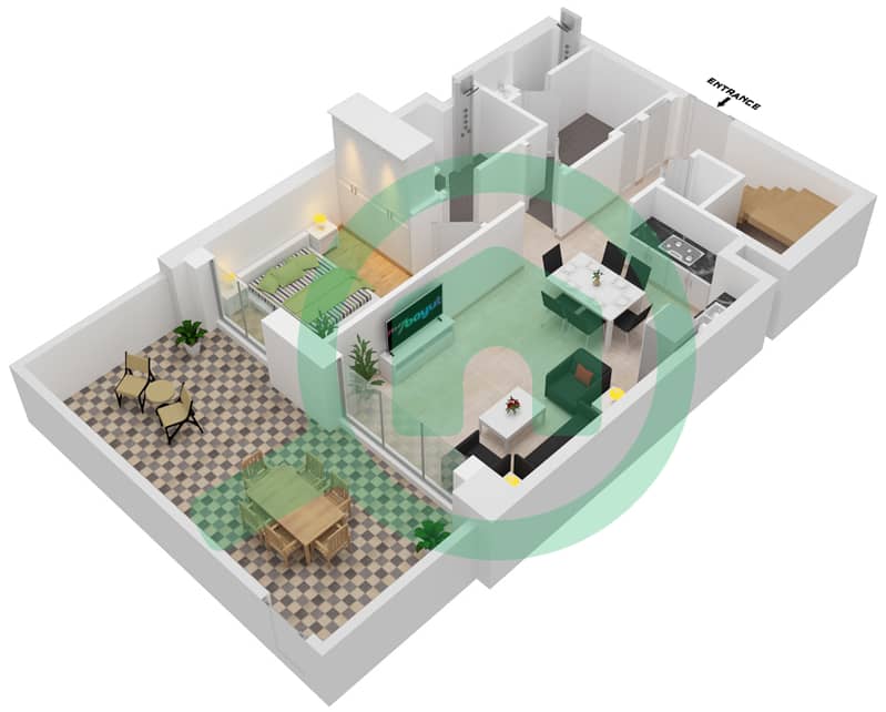 滨海景观公寓 - 3 卧室别墅单位G04戶型图 interactive3D