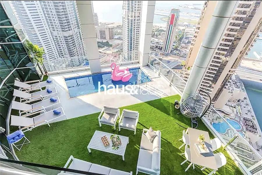 位于迪拜码头，滨海阳台公寓大楼 4 卧室的顶楼公寓 870000 AED - 6986352