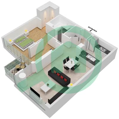 Al Majara 2 - 1 Bed Apartments Type A Floor plan