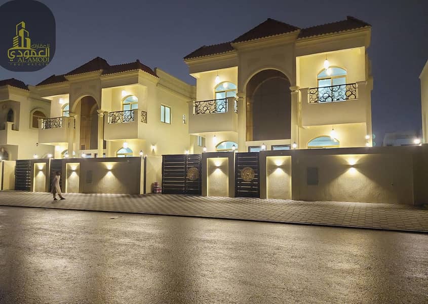 At a snapshot price and without down payment, a villa near the mosque, one of the most luxurious villas in Ajman, with super deluxe finishes and a per