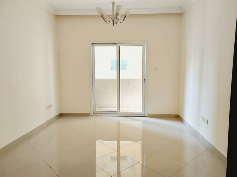 Ready to move | 1bhk  + Balcony + Wardrobes + Gym+ Swimming pool | Al Taawun Area rent 24k in 4/6 cheqs