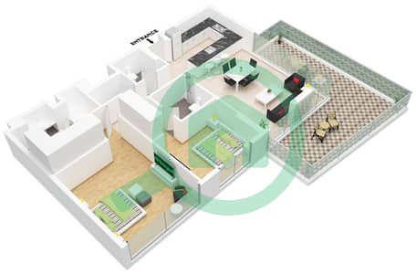 المخططات الطابقية لتصميم النموذج 2J.1 شقة 2 غرفة نوم - مايان 5