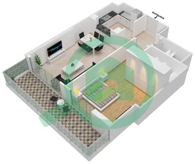 Al Manara Tower - 1 Bedroom Apartment Type 5-FLOOR 1 Floor plan