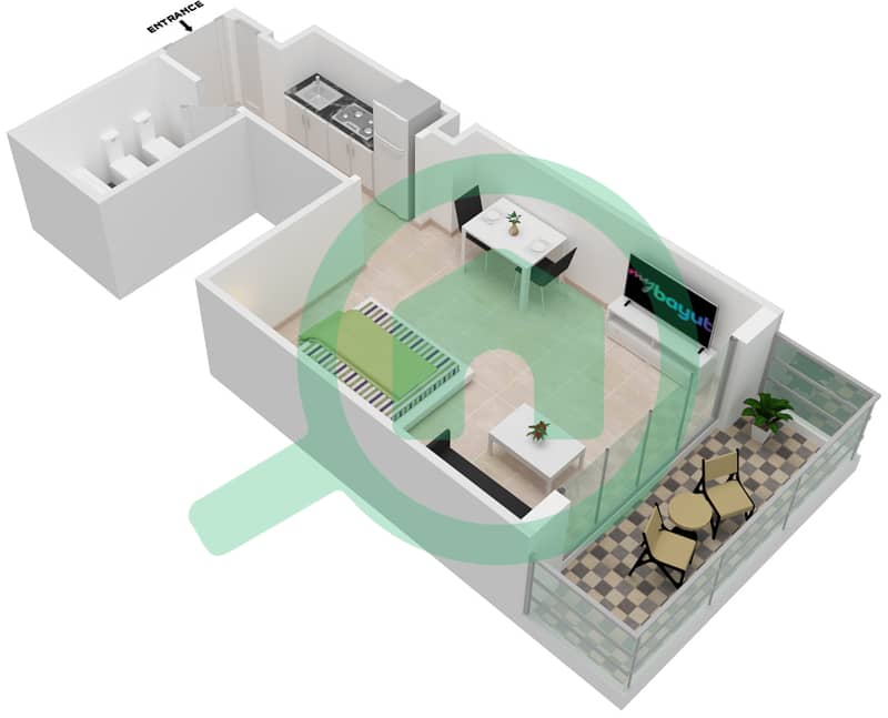 阿尔马纳拉大厦 - 单身公寓类型4-FLOOR 1戶型图 interactive3D