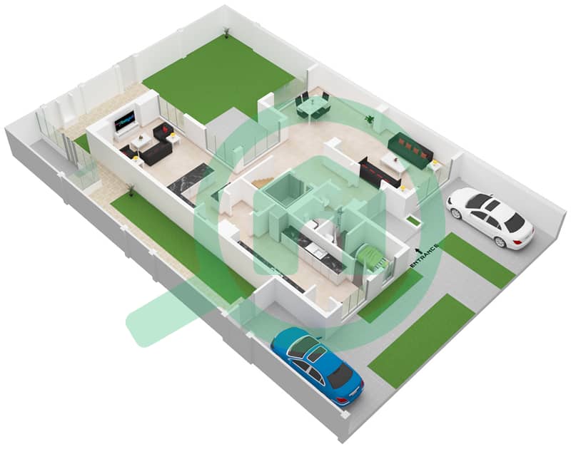 Шарджа Састейнбл город - Вилла 4 Cпальни планировка Тип/мера C1 Ground Floor interactive3D