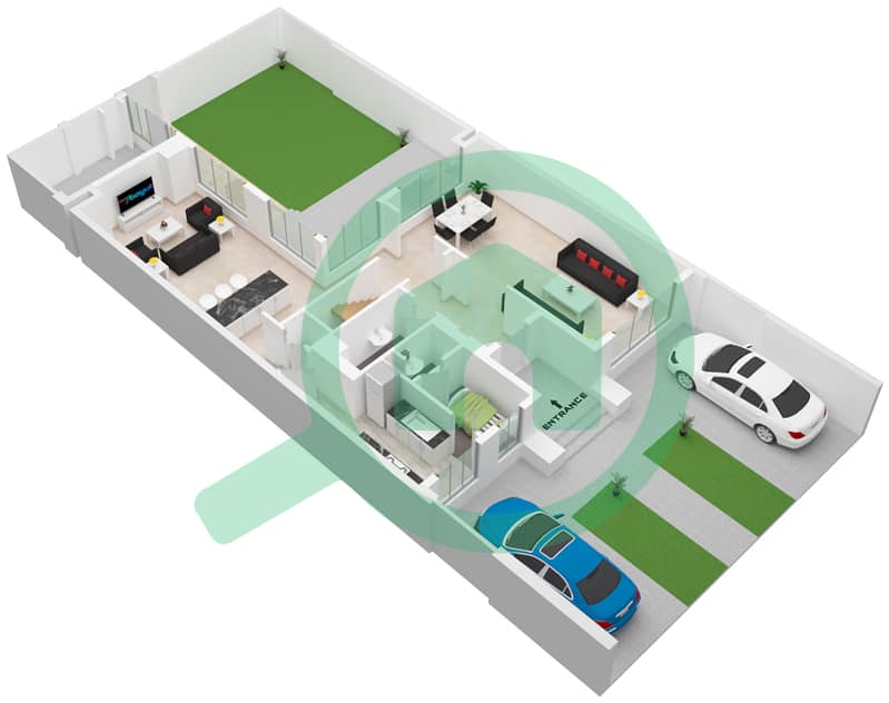 Шарджа Састейнбл город - Вилла 4 Cпальни планировка Тип/мера 0C Ground Floor interactive3D