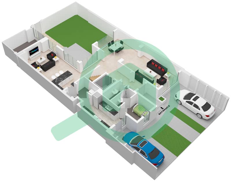 Шарджа Састейнбл город - Вилла 4 Cпальни планировка Тип/мера 0D Ground Floor interactive3D