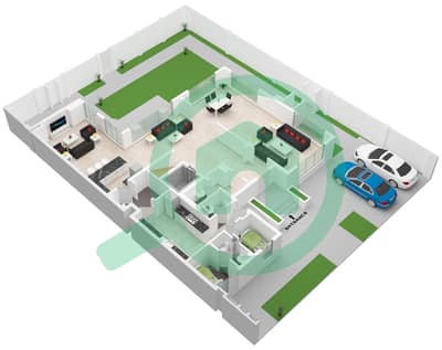 المخططات الطابقية لتصميم النموذج / الوحدة 0D فیلا 5 غرف نوم - مدينة الشارقة المستدامة