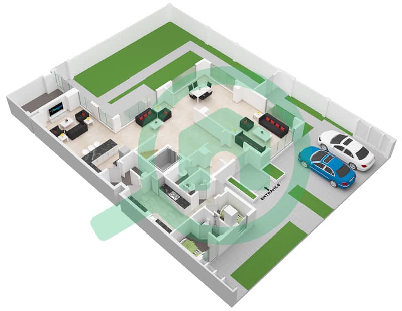 夏尔迦可持续发展城 - 5 卧室别墅类型／单位00D戶型图 Ground Floor interactive3D