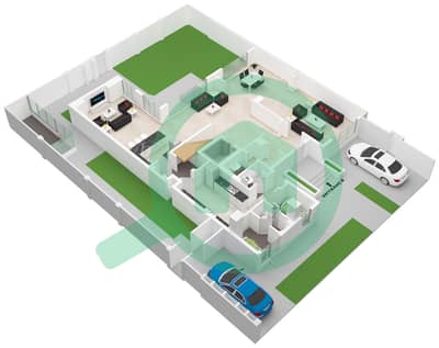 المخططات الطابقية لتصميم النموذج / الوحدة D1 فیلا 5 غرف نوم - مدينة الشارقة المستدامة