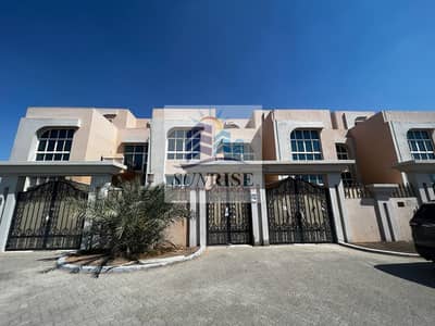 For rent in Khalifa City, a villa with 5 rooms, a majlis, a hall, a maid’s room, deluxe finishing, safes in the wall