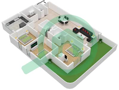 Al Multaqa Avenue - 3 Bed Apartments Type B Floor plan