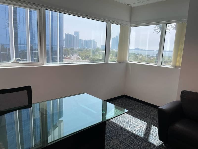 Without any commissions Office for rent, Corniche Street, Baynunah Tower 2 with very nice Sea View