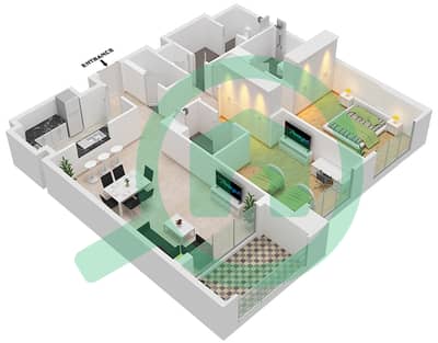 贝尔维尤1号大厦 - 2 卧室公寓单位2戶型图