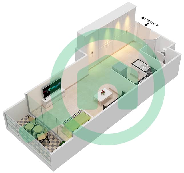 المخططات الطابقية لتصميم النموذج A1 شقة استوديو - لمى21 interactive3D