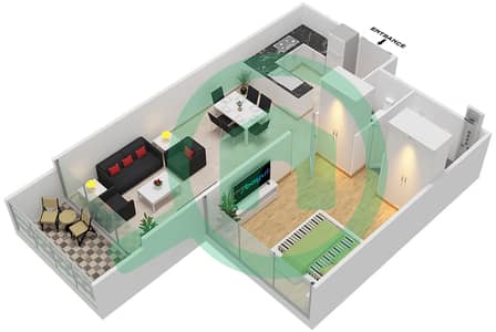 المخططات الطابقية لتصميم النموذج D شقة 1 غرفة نوم - لمى21