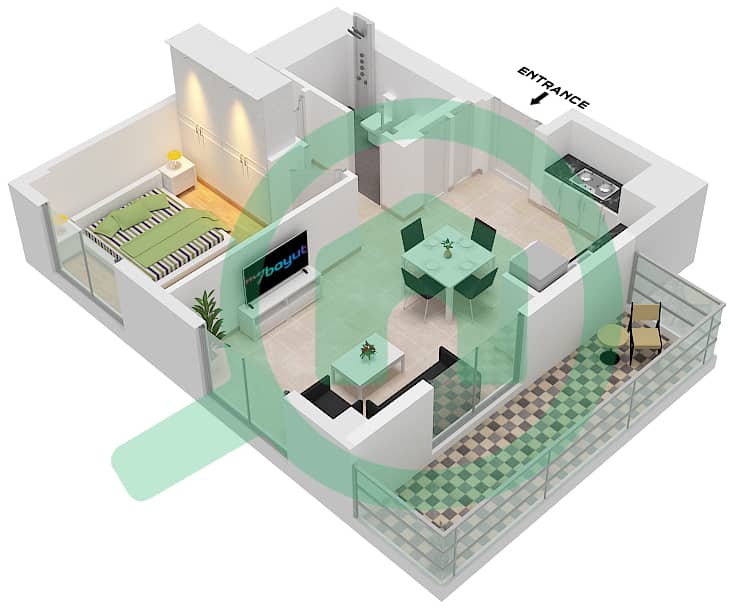 المخططات الطابقية لتصميم الوحدة 3-FLOOR-2-6 شقة 1 غرفة نوم - لوتس Floor-2-6 interactive3D
