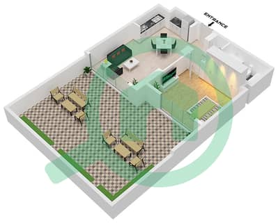 المخططات الطابقية لتصميم النموذج A شقة 1 غرفة نوم - شقق وردة 2