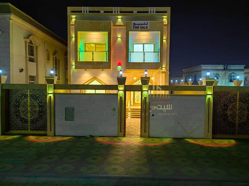 New villa for sale in Ajman, super deluxe, next to a mosque, with an area of ​​​​5,500 feet