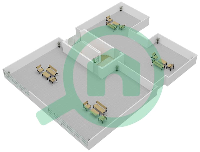 المخططات الطابقية لتصميم الوحدة UNIT-LV-3B تاون هاوس 5 غرف نوم - كوستا برافا Roof interactive3D