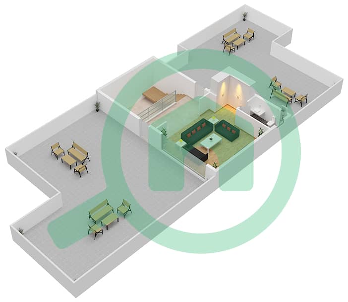 المخططات الطابقية لتصميم الوحدة UNIT-LVD-1B تاون هاوس 6 غرف نوم - كوستا برافا Roof interactive3D