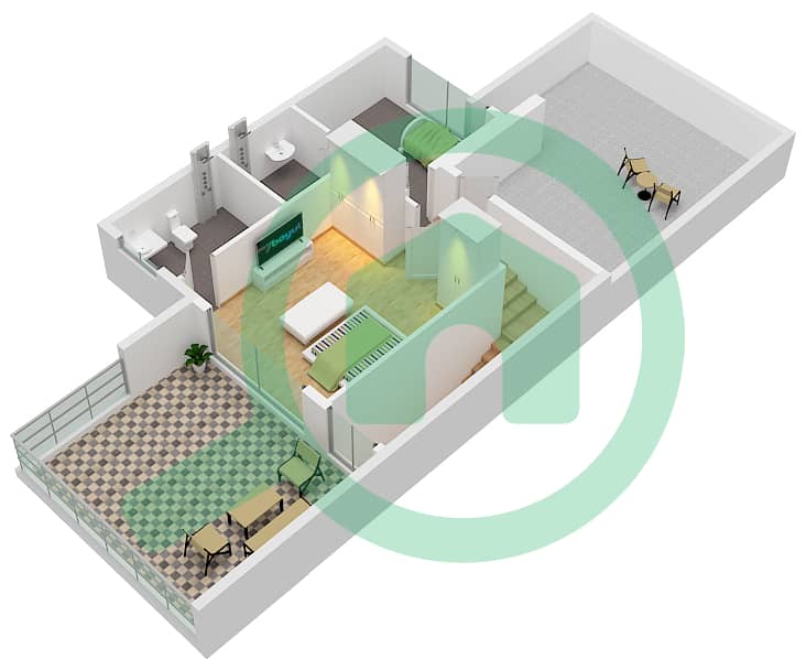المخططات الطابقية لتصميم النموذج TYPE LTH-5B-EM تاون هاوس 5 غرف نوم - كوستا برافا Second Floor interactive3D